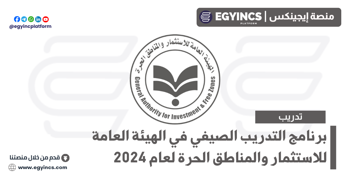 برنامج التدريب الصيفي في الهيئة العامة للاستثمار والمناطق الحرة لعام 2024 General Authority for Investment and Free Zones GAFI Summer Internship