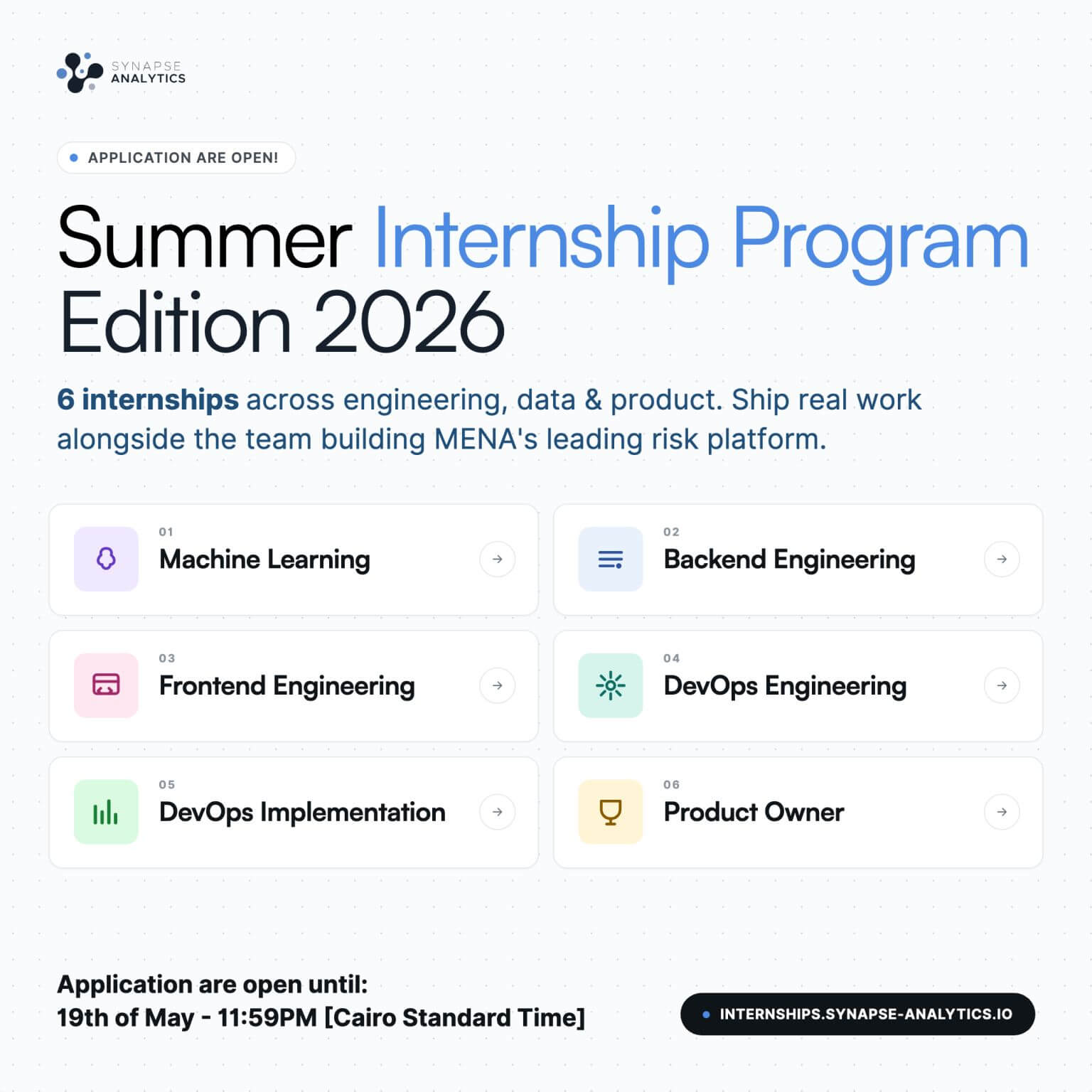 التدريب الصيفي في شركة سينابس أنالتيكس 2026 Synapse Analytics Summer Internship Programs التدريب الصيفي في شركة سينابس أنالتيكس 2026 Synapse Analytics Summer Internship Programs