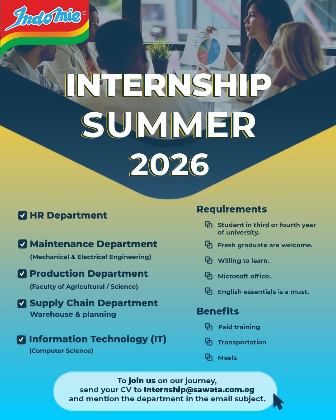 التدريب الصيفي في شركة اندومي مصر 2026 Indomie Egypt Summer Internship Program التدريب الصيفي في شركة اندومي مصر 2026 Indomie Egypt Summer Internship Program