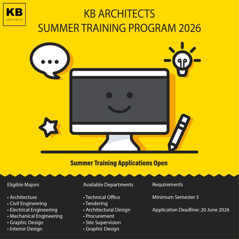 التدريب الصيفي في شركة كي بي آركيتكتس 2026 KB Architects Summer Training Program التدريب الصيفي في شركة كي بي آركيتكتس 2026 KB Architects Summer Training Program
