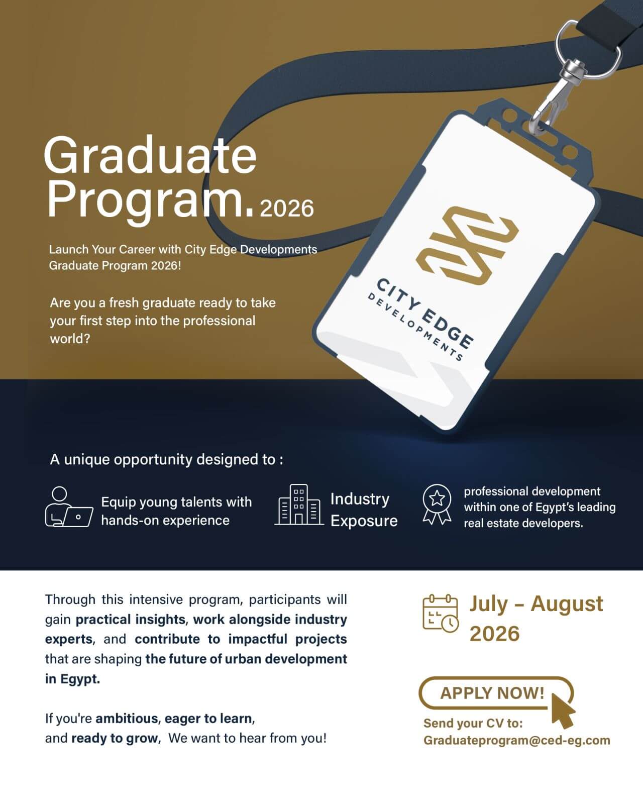 برنامج تدريب الخريجين في شركة سيتي إيدج للتطوير العقاري 2026 City Edge Developments Graduate Program برنامج تدريب الخريجين في شركة سيتي إيدج للتطوير العقاري 2026 City Edge Developments Graduate Program