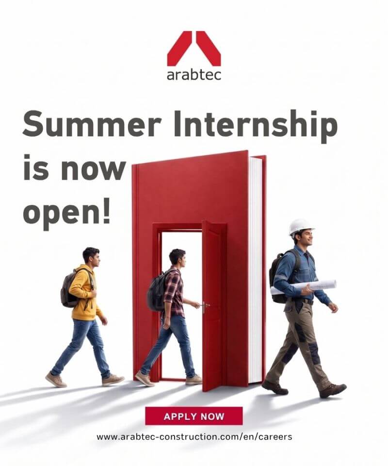 التدريب الصيفي الهندسي في شركة أرابتك للإنشاءات 2026 Arabtec Construction Summer Internship التدريب الصيفي الهندسي في شركة أرابتك للإنشاءات 2026 Arabtec Construction Summer Internship